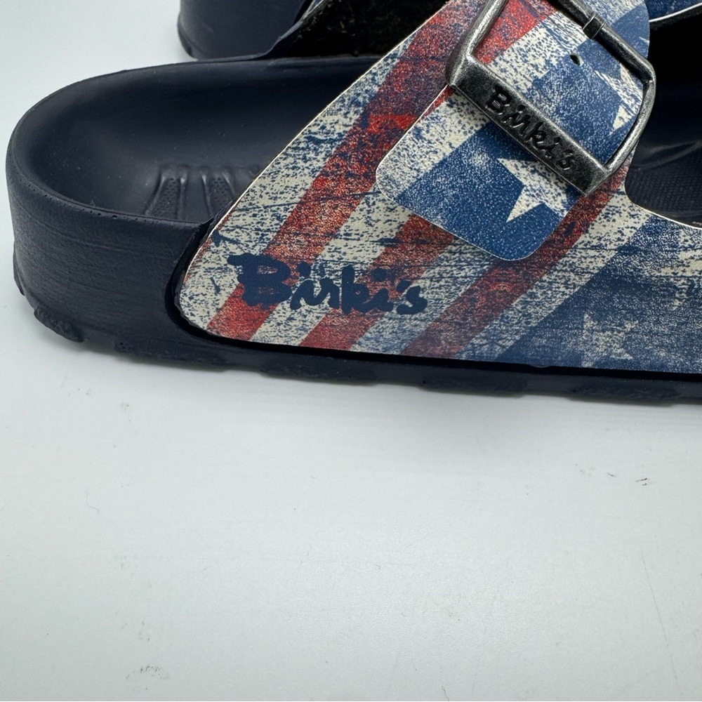 Birkis Birkenstock Patriotic Slide Sandals Size 38 US W 7/7.5 M 5/5.5 Comfort - Picture 3 of 12